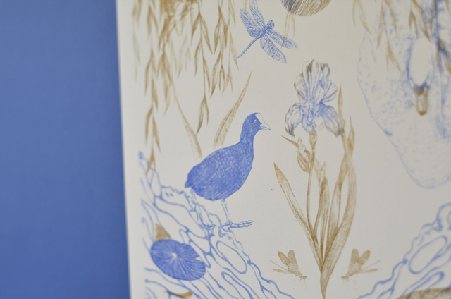 Affiche imprimée en risographie River Fever ~30x30cm