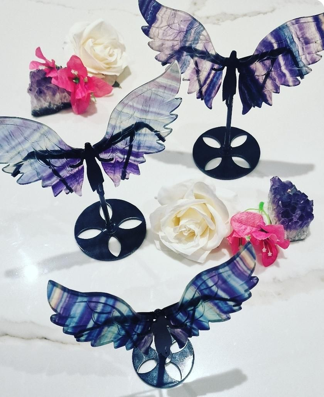 Angel Wings On Stand : Rainbow Fluorite