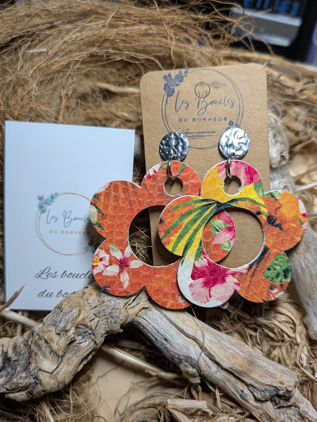 Boucles d'oreilles Sonia fleur tropical sa001