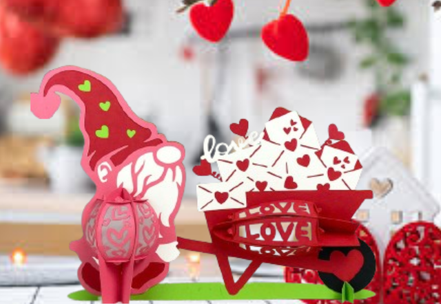 Lanterne Gnome brouette St Valentin