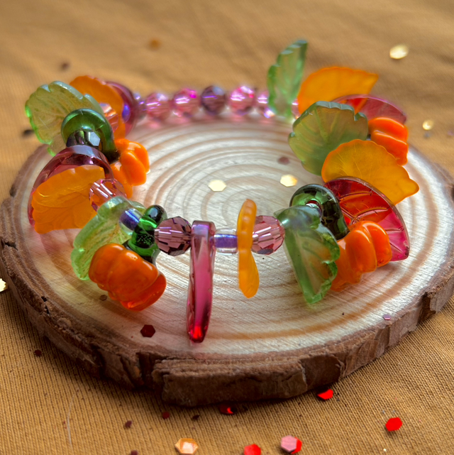 Pumpkin and Leaf Bracelet