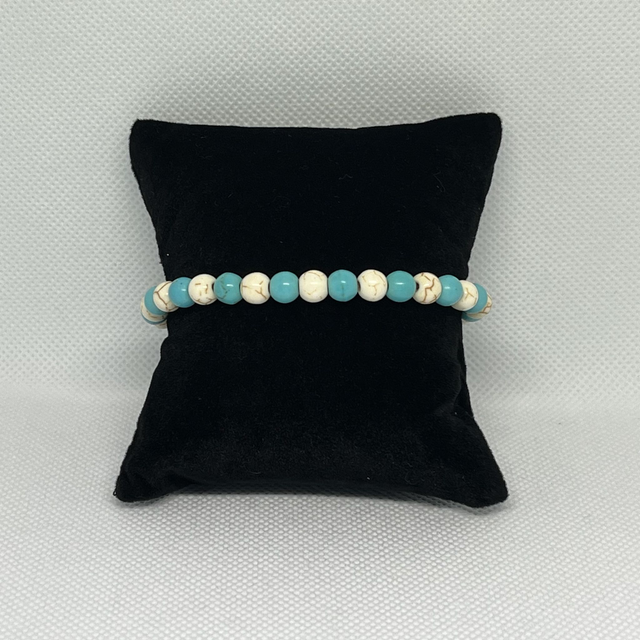 Bracelet en perles synthétiques bleu et blanc