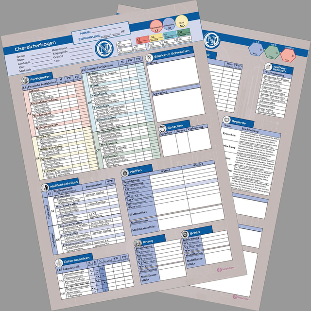 Charakterbogen Block (25x)