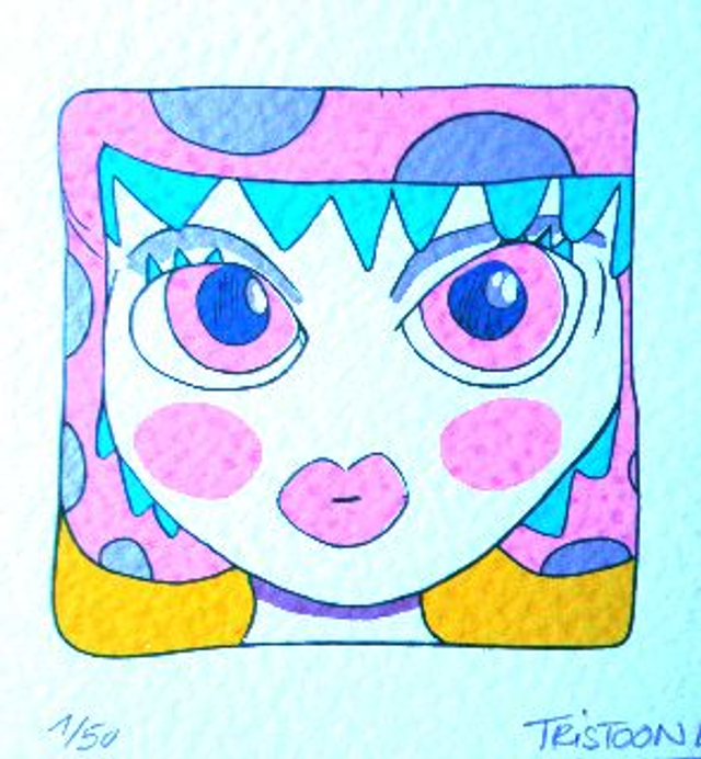  Sérigraphie Fille Rose