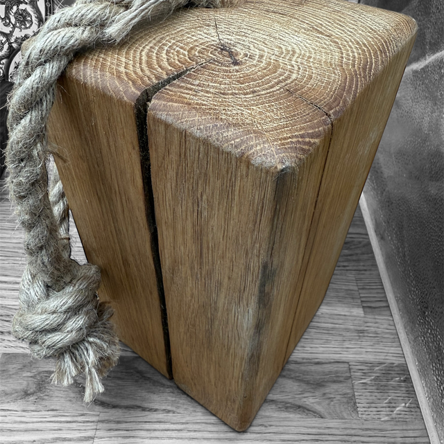 Large Rustic oak door stops with rope handle