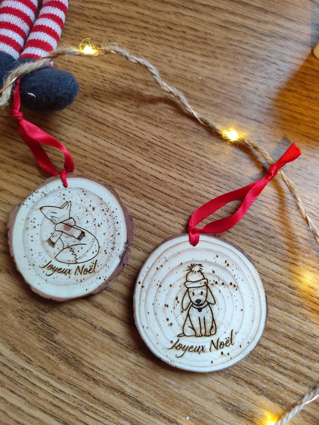 Suspension Noël Rondin de bois 