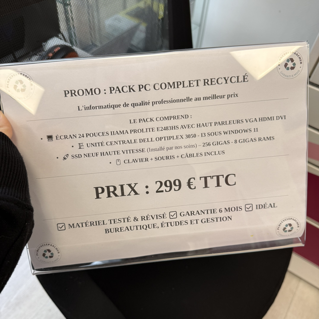 Pack pc complet recyclé dell 3050 ilyama ecran 24p + souris clavier