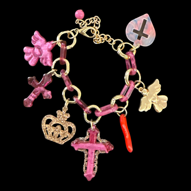Bracciale croce rosa