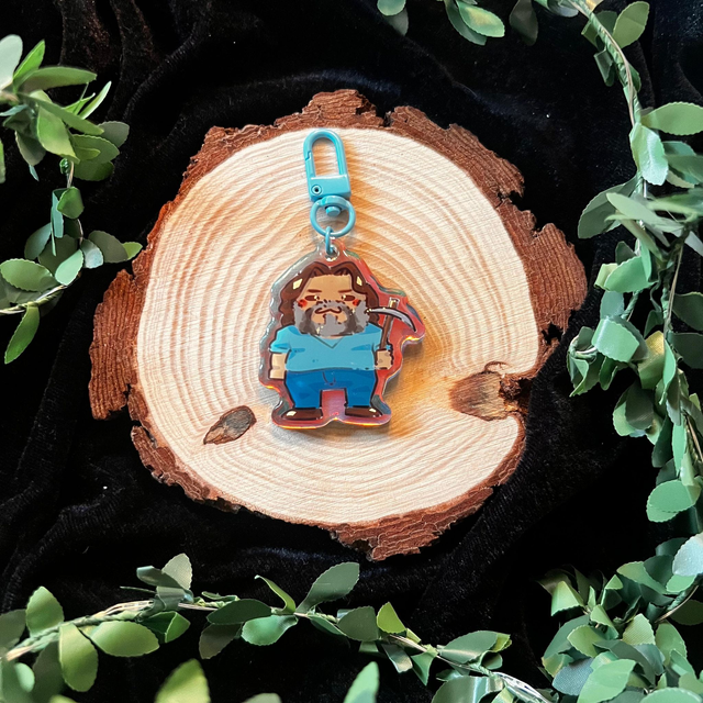Llavero Minecraft // Steve - acrílico holográfico arcoiris