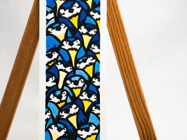 SIKORKI zakładka do książki, ręcznie malowana akwarela