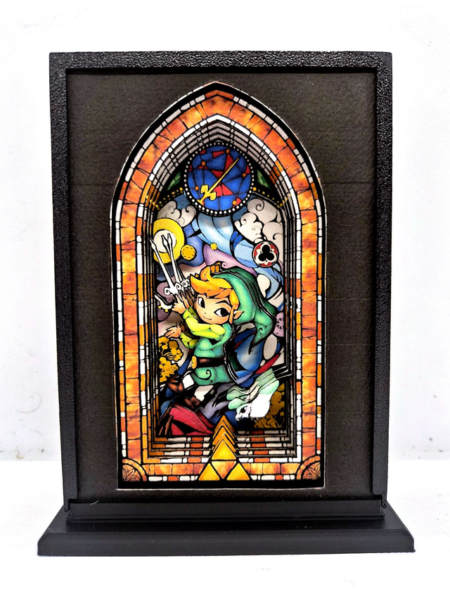 Vitrail 3D dans son support - Zelda - Link 2