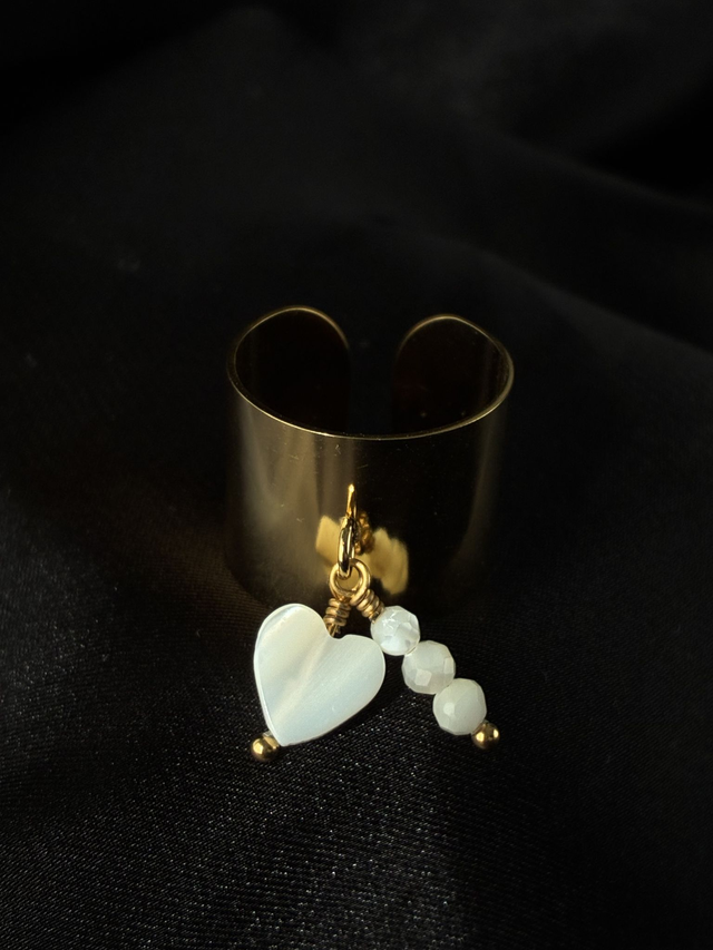 Bague réglable Coeur Nacré Doré