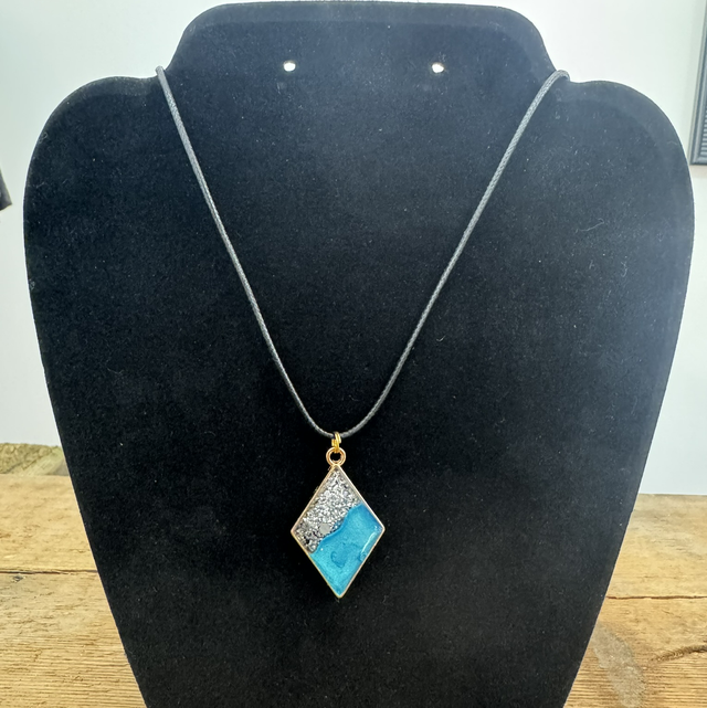 Blue + Glitter Necklace- SKU 4004