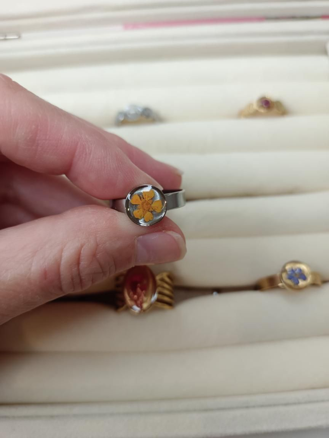 Bague fleur séchée Orange 