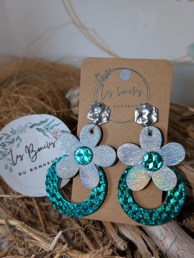 Boucles d'oreilles Baby Marguerite  holographique bm014