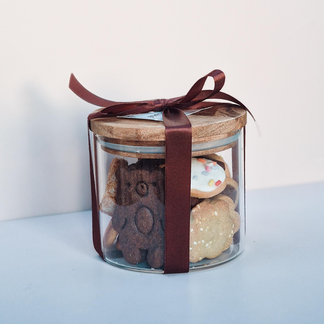 Boite de biscuits — Pot en verre &amp; acacia