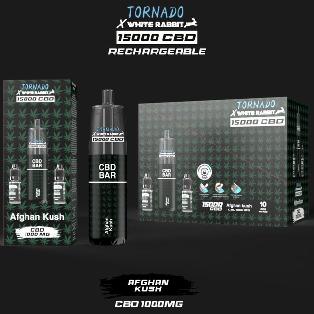 Afghan Kush CBD TORNADO 15000 - RANDM x WHITE RABBIT