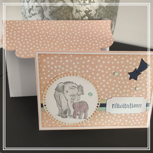 Carte naissance "Félicitations" éléphants
