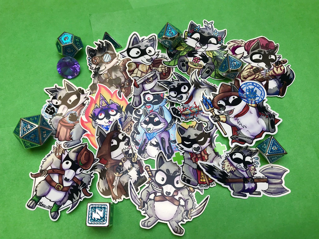 Fantasy DnD Class Raccoon Vinyl Stickers