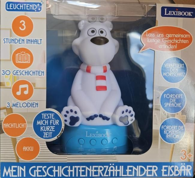 Lexibook Polarbär 3D Nachtlicht & Geschichtenbär – Magische Momente für Kinder