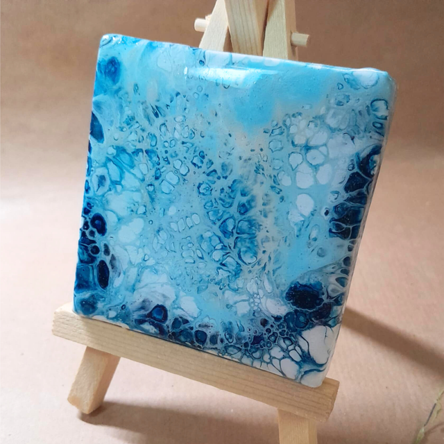 REVERIE MARINE - Mini-tableau - Peinture acrylique &amp; résine UV