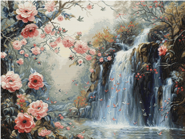 Cross Stitch Kit Luca-S GOLD - Crystalline Waterfall Counted Cross Stitch Kit