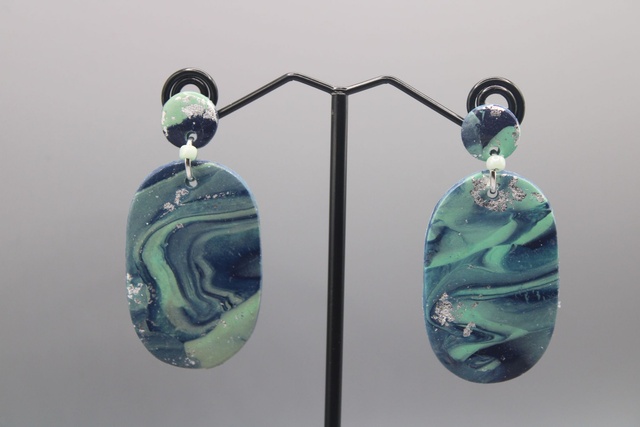 oval︱navy, turquoise + metallic silver