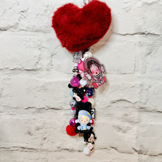 Skull Panda inspired design beaded keychain