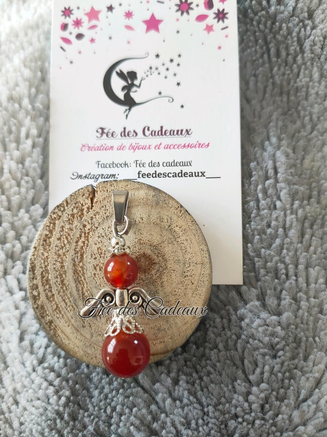 Pendentif Ange Gardien Cornaline 
