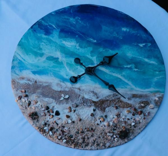 Resin Clock 20” Beach Landscape