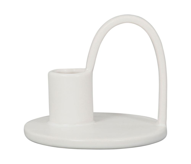 BOUGEOIR AVEC ANSE BLUE SAND BLANC