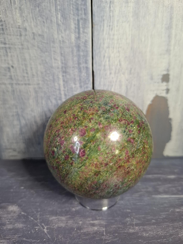 Ruby Fuchsite in Kyanite Sphere 