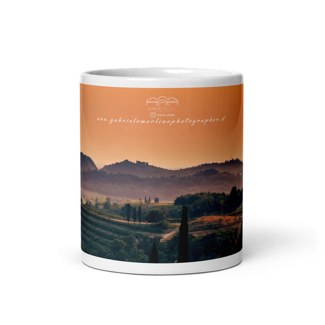  Tazza bianca lucida sunset landscape 
