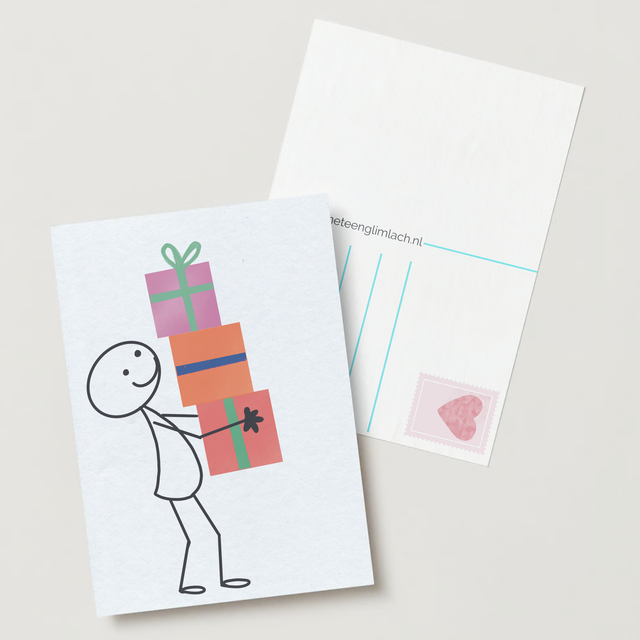 Wenskaart Robin met cadeautjes