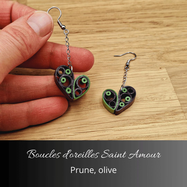 Boucles d&#039;oreilles Saint Amour - Prune, olive