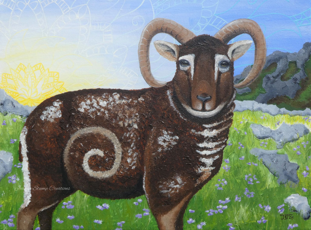 Lovely Original Fine Art Painting, from my "Compassionate World" collection, "Frolic and Forage" 