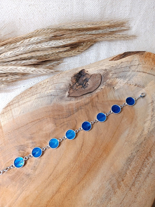 Bracelet Multi-cabochon Chevron Bleu cyan