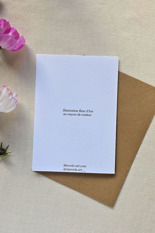 Carte au crayon de couleur - Fleur d'iris