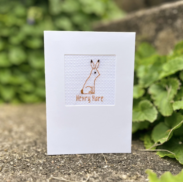 Cross Stich Henry Hare Greeting Card 