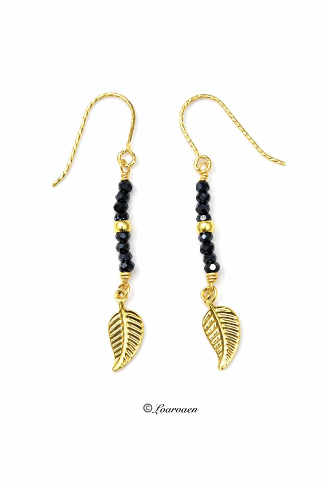 Crochets d’oreilles « Sterenn Du » Or laminé et Hématite