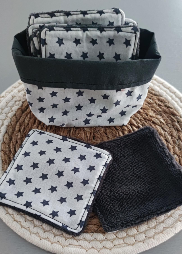 Panier grand étoiles grises