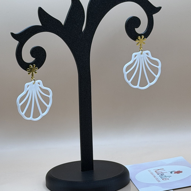 Boucles d'oreilles Coquillage - Forme Ajourée - Attaches originales dorées
