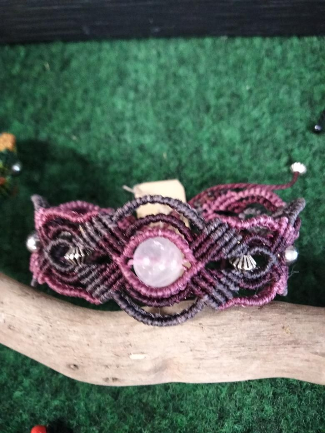 Bracelet macramé quartz rose