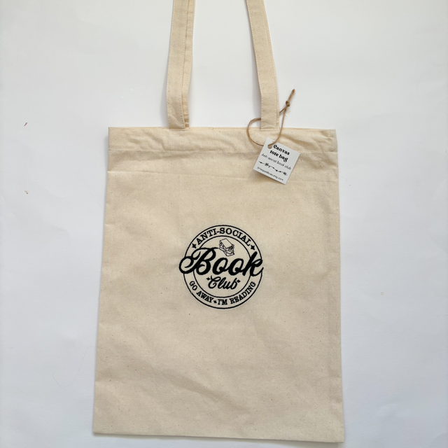 Antisocial book club canvas tote bag