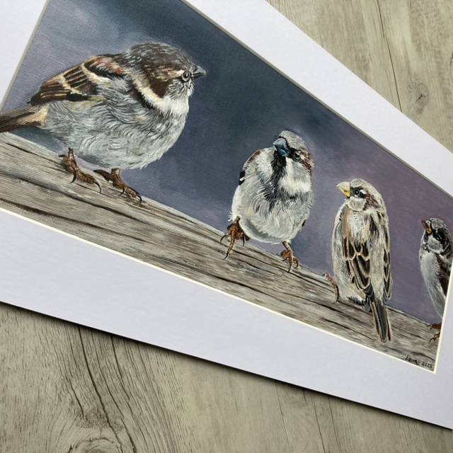 Sparrows Original Acrylic Painting