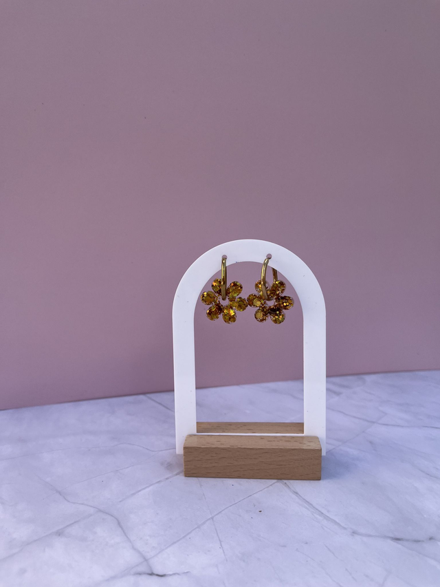 Pampilles marguerites résine paillettes doré