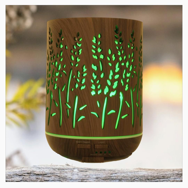 "Cylindre Noir Roseaux" - Diffuseur huiles essentielles 17 cm