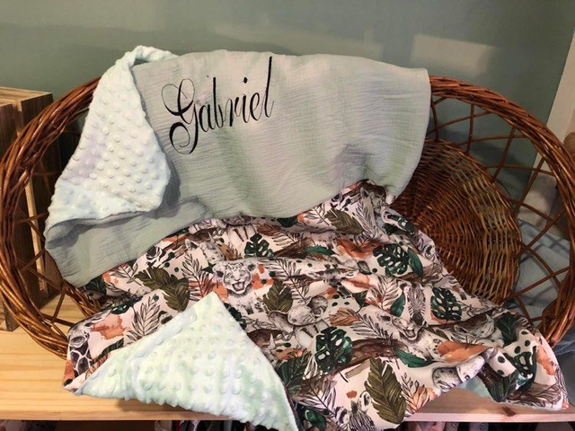 Plaid safari vert amande 