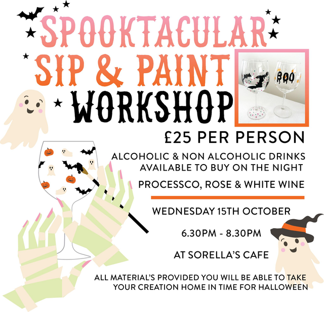 Spooktacular Wine Glass Painting Workshop - Sorellas Cafe - 15th October 2025