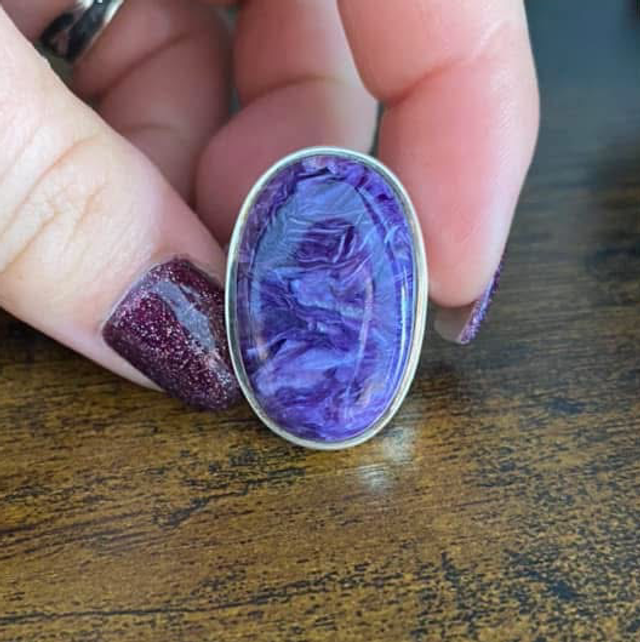 Bague en argent et Charoïte - Taille 55